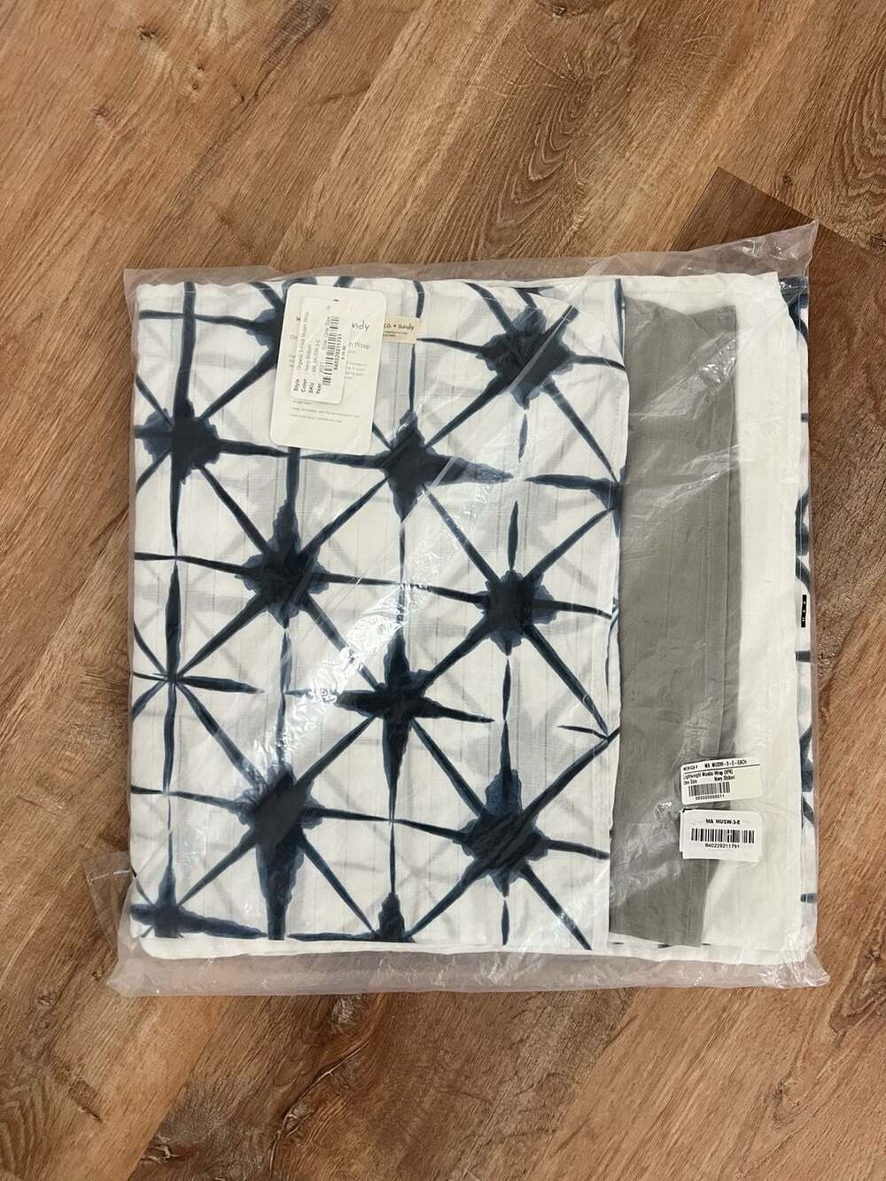Monica + Andy Organic 3 Pack Muslin Wrap Navy Shibori One Size